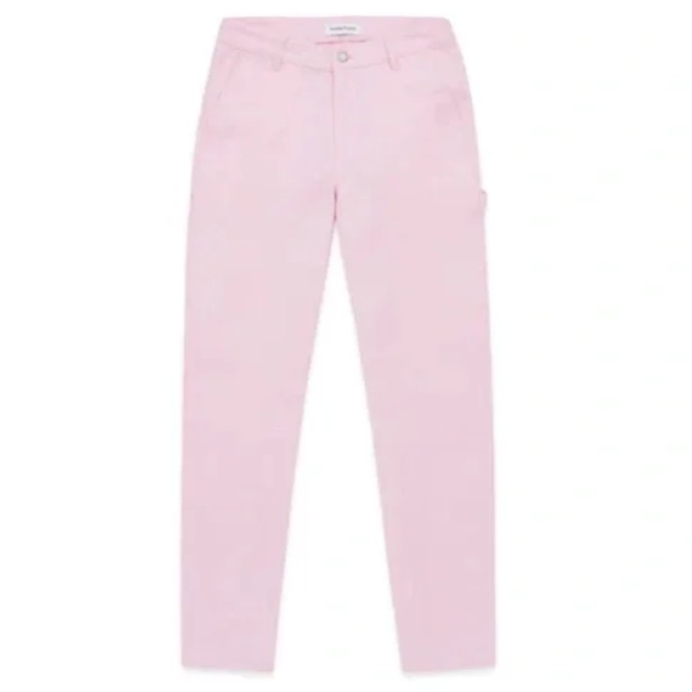 TEDDY FRESH Women's Carpenter Pants Sz 30 Pink Straight Leg Stretch Workwear EUC